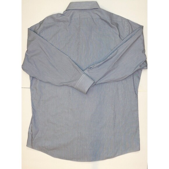 Brooks Brothers Mens 17.5 Reg Blue White Stripe Long Sleeve Button Up Shirt - Picture 5 of 6